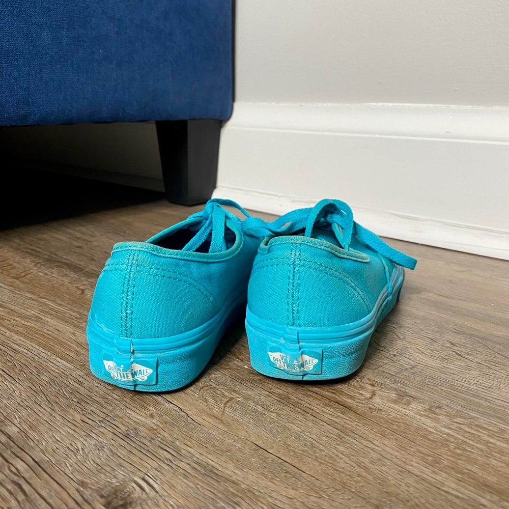 Vans Authentic Mono Blue Turquoise Shoes GC Size 6 - Picture 3 of 7